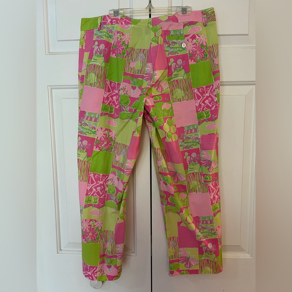 Lilly Pulitzer Vintage White Label Golf Print Patchwork Pants EUC Size 10 - Picture 8 of 10